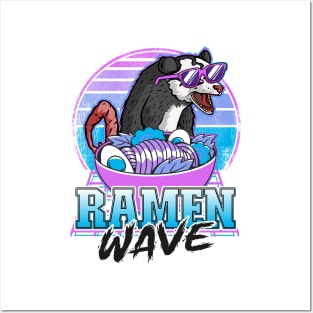 Ramen Wave Opossum Retrowave Sunset Pastel Goth Posters and Art